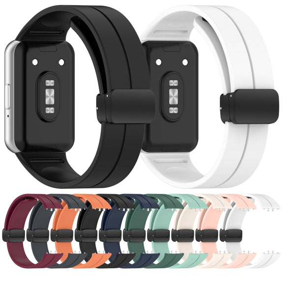For Samsung Galaxy Fit 3 SM-R390 Magnetic Folding Buckle Silicone Watch Band(Orange)