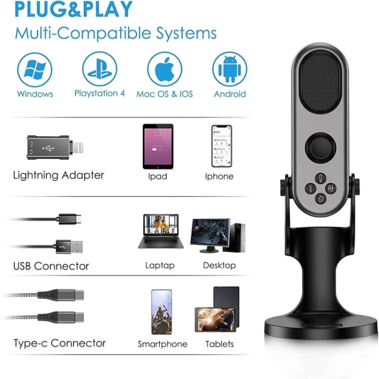 JMARY MC-PW7 USB Desktop Cardioid Noise Reduction Microphone - Microphone by Jmary | Online Shopping South Africa | PMC TechLife | Buy Now Pay Later Mobicred