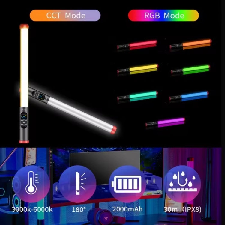 JMARY FM-128RGB Handheld LED Fill Light Outdoor Photography Light Water-resistant RGB Light Stick