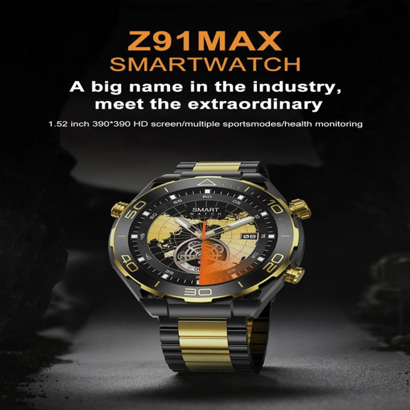 Z91 Pro Max 1.52 inch Color Screen Smart Watch,Support Bluetooth Call / Heart Rate / Blood Pressure / Blood Oxygen Monitoring(Gold)