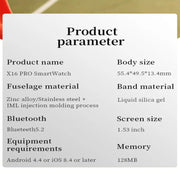 X16pro 1.53 inch Color Screen Smart Watch, Support Bluetooth Call / Heart Rate / Blood Pressure / Blood Oxygen Monitoring(Silver)