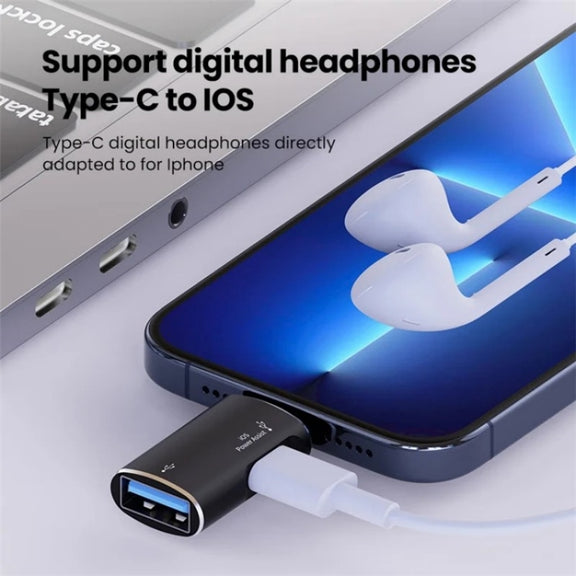 JS-103 8 Pin Male to USB+Type-C Female OTG Adapter(Black)