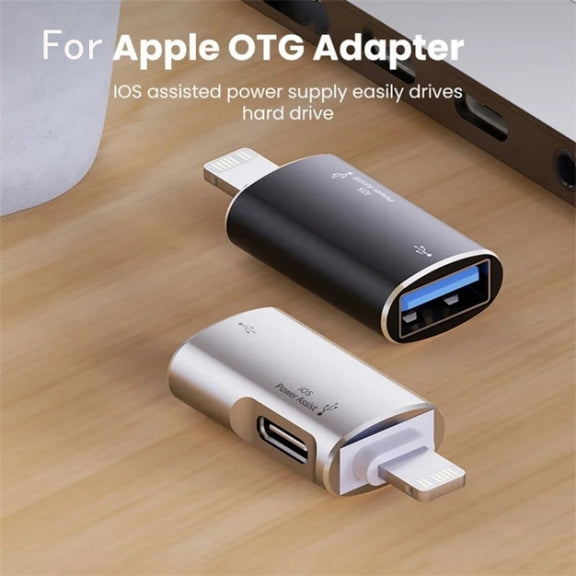 JS-103 8 Pin Male to USB+Type-C Female OTG Adapter(Black)