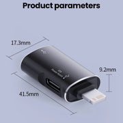 JS-103 8 Pin Male to USB+Type-C Female OTG Adapter(Black)