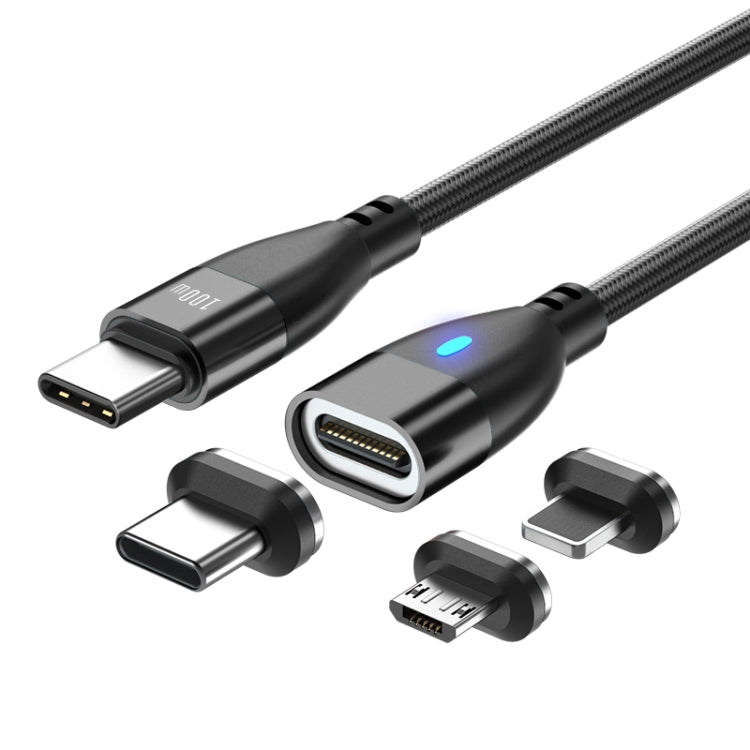 ENKAY 3 in 1 PD100W Type-C to Type-C / 8 Pin / Micro USB Magnetic Fast Charging Cable, Cable Length:1.8m(Black) - free shipping - PMC Jewellery - Order now!