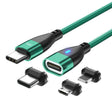 ENKAY 3 in 1 PD100W Type-C to Type-C / 8 Pin / Micro USB Magnetic Fast Charging Cable, Cable Length:1.8m(Green) - Charging Cable & Head by ENKAY | Online Shopping South Africa | PMC TechLife | Buy Now Pay Later Mobicred