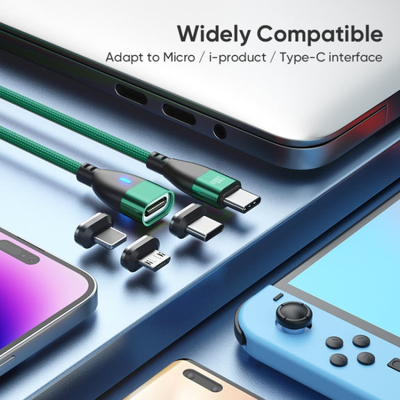 ENKAY 3 in 1 PD100W Type-C to Type-C / 8 Pin / Micro USB Magnetic Fast Charging Cable, Cable Length:1.8m(Black)