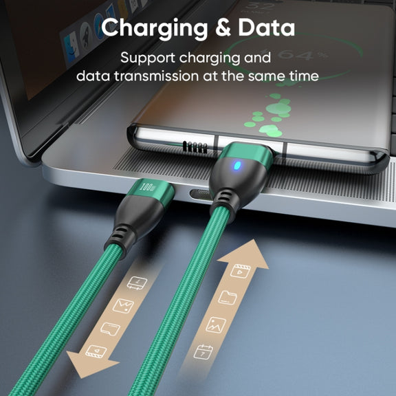 ENKAY 3 in 1 PD100W Type-C to Type-C / 8 Pin / Micro USB Magnetic Fast Charging Cable, Cable Length:1.8m(Black)