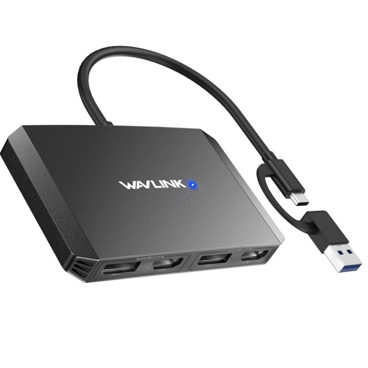 WAVLINK WL-UG69DH2 Dual Monitor USB+Type-C to Dual 4K HD DisplayPort Adapter Splitter(Silver) - free shipping - PMC Jewellery - Order now!