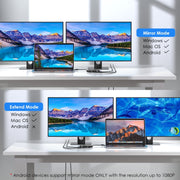 WAVLINK WL-UG69DH2 Dual Monitor USB+Type-C to Dual 4K HD DisplayPort Adapter Splitter(Silver)