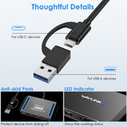 WAVLINK WL-UG69DH2 Dual Monitor USB+Type-C to Dual 4K HD DisplayPort Adapter Splitter(Black)