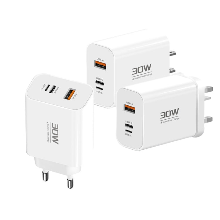 PD30W USB-C / Type-C + 8 Pin + USB-A Reverse Charger Suitable for iPhone Series(EU Plug) - USB Charger by PMC Jewellery | Online Shopping South Africa | PMC Jewellery | Buy Now Pay Later Mobicred