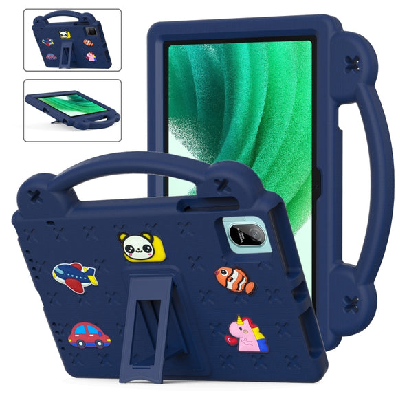For Blackview Oscal Pad 15 2023 / Tab 11 Handle Kickstand Children EVA Shockproof Tablet Case(Navy Blue)