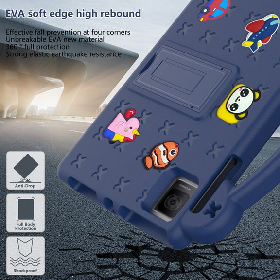 For Blackview Oscal Pad 15 2023 / Tab 11 Handle Kickstand Children EVA Shockproof Tablet Case(Navy Blue)