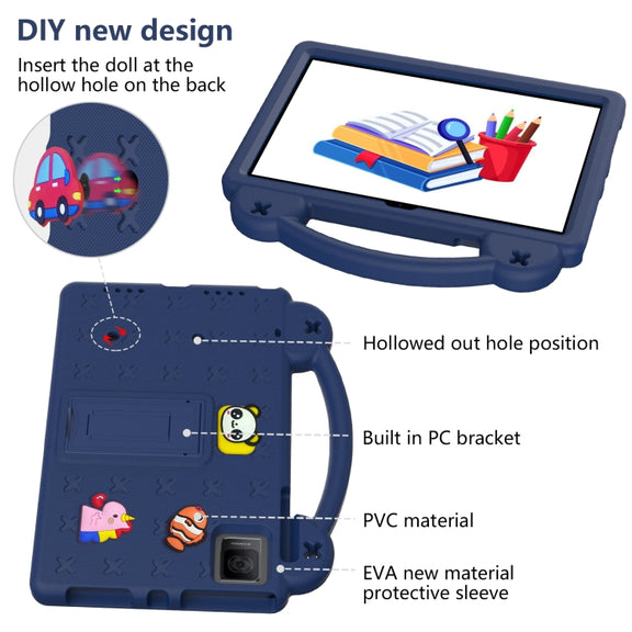 For Blackview Oscal Pad 15 2023 / Tab 11 Handle Kickstand Children EVA Shockproof Tablet Case(Navy Blue)