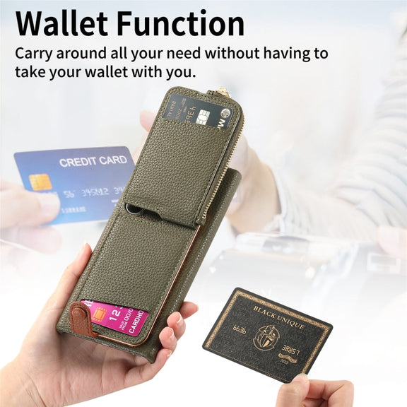 For Samsung Galaxy S24 Ultra 5G Litchi Leather Oil Edge Ring Zipper Wallet Back Phone Case(Green)