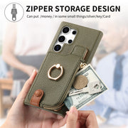 For Samsung Galaxy S24 Ultra 5G Litchi Leather Oil Edge Ring Zipper Wallet Back Phone Case(Green)