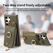 For Samsung Galaxy S24 Ultra 5G Litchi Leather Oil Edge Ring Zipper Wallet Back Phone Case(Green)
