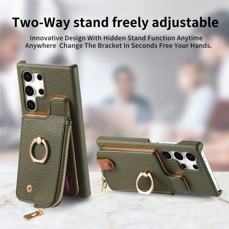 For Samsung Galaxy S24 Ultra 5G Litchi Leather Oil Edge Ring Zipper Wallet Back Phone Case(Green)