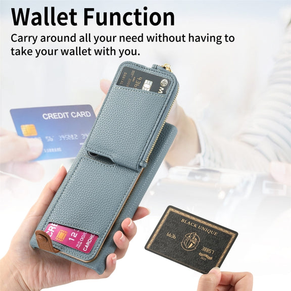 For Samsung Galaxy S24 Ultra 5G Litchi Leather Oil Edge Ring Zipper Wallet Back Phone Case(Blue)
