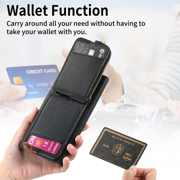 For Samsung Galaxy S24 Ultra 5G Litchi Leather Oil Edge Ring Zipper Wallet Back Phone Case(Black)
