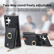 For Samsung Galaxy S24 Ultra 5G Litchi Leather Oil Edge Ring Zipper Wallet Back Phone Case(Black)