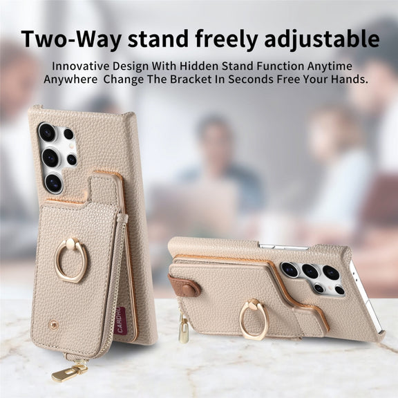 For Samsung Galaxy S24 Ultra 5G Litchi Leather Oil Edge Ring Zipper Wallet Back Phone Case(White)