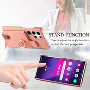 For Samsung Galaxy S24 Ultra 5G Litchi Leather Oil Edge Ring Zipper Wallet Back Phone Case(Pink)
