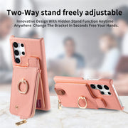 For Samsung Galaxy S24 Ultra 5G Litchi Leather Oil Edge Ring Zipper Wallet Back Phone Case(Pink)