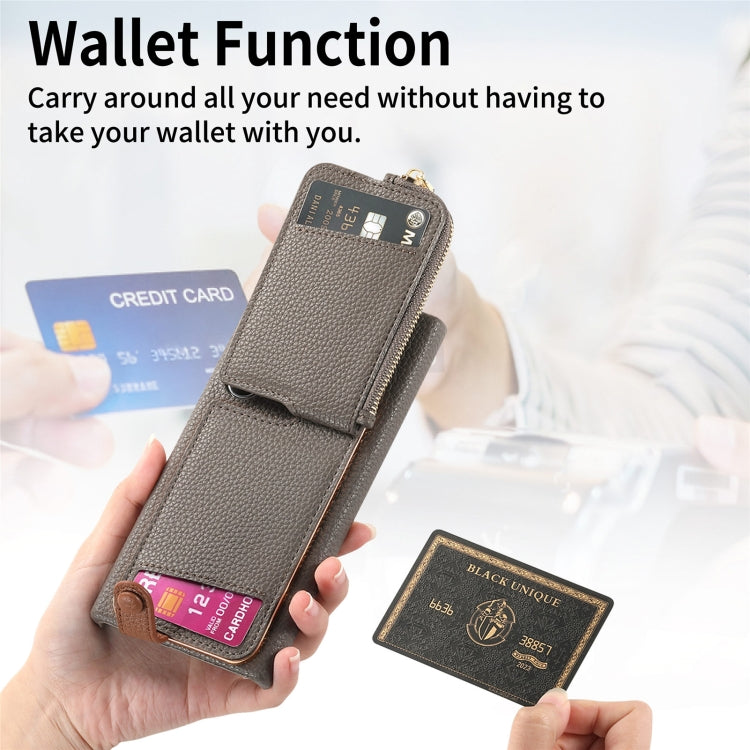 For Samsung Galaxy S24 Ultra 5G Litchi Leather Oil Edge Ring Zipper Wallet Back Phone Case(Grey) - free shipping - PMC Jewellery - Order now!
