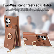 For Samsung Galaxy S24 Ultra 5G Litchi Leather Oil Edge Ring Zipper Wallet Back Phone Case(Brown)