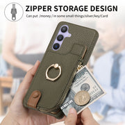 For Samsung Galaxy S24+ 5G Litchi Leather Oil Edge Ring Zipper Wallet Back Phone Case(Green)