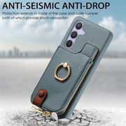 For Samsung Galaxy S24+ 5G Litchi Leather Oil Edge Ring Zipper Wallet Back Phone Case(Blue)