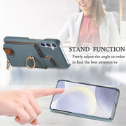 For Samsung Galaxy S24+ 5G Litchi Leather Oil Edge Ring Zipper Wallet Back Phone Case(Blue)