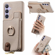 For Samsung Galaxy S24+ 5G Litchi Leather Oil Edge Ring Zipper Wallet Back Phone Case(White)