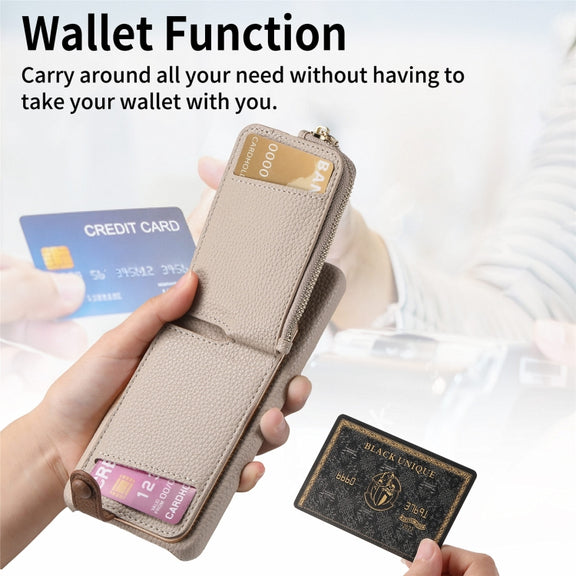 For Samsung Galaxy S24+ 5G Litchi Leather Oil Edge Ring Zipper Wallet Back Phone Case(White)