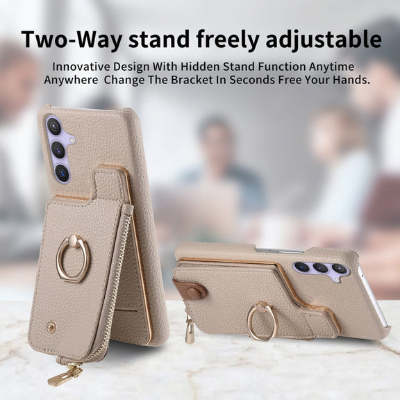 For Samsung Galaxy S24+ 5G Litchi Leather Oil Edge Ring Zipper Wallet Back Phone Case(White)
