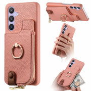For Samsung Galaxy S24+ 5G Litchi Leather Oil Edge Ring Zipper Wallet Back Phone Case(Pink)