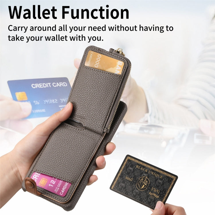 For Samsung Galaxy S24+ 5G Litchi Leather Oil Edge Ring Zipper Wallet Back Phone Case(Grey)