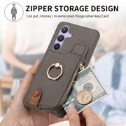 For Samsung Galaxy S24+ 5G Litchi Leather Oil Edge Ring Zipper Wallet Back Phone Case(Grey)