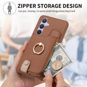 For Samsung Galaxy S24+ 5G Litchi Leather Oil Edge Ring Zipper Wallet Back Phone Case(Brown)