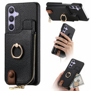 For Samsung Galaxy S24 5G Litchi Leather Oil Edge Ring Zipper Wallet Back Phone Case(Black)