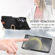 For Samsung Galaxy S24 5G Litchi Leather Oil Edge Ring Zipper Wallet Back Phone Case(Black)