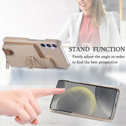 For Samsung Galaxy S24 5G Litchi Leather Oil Edge Ring Zipper Wallet Back Phone Case(White)