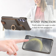 For Samsung Galaxy S24 5G Litchi Leather Oil Edge Ring Zipper Wallet Back Phone Case(Grey)