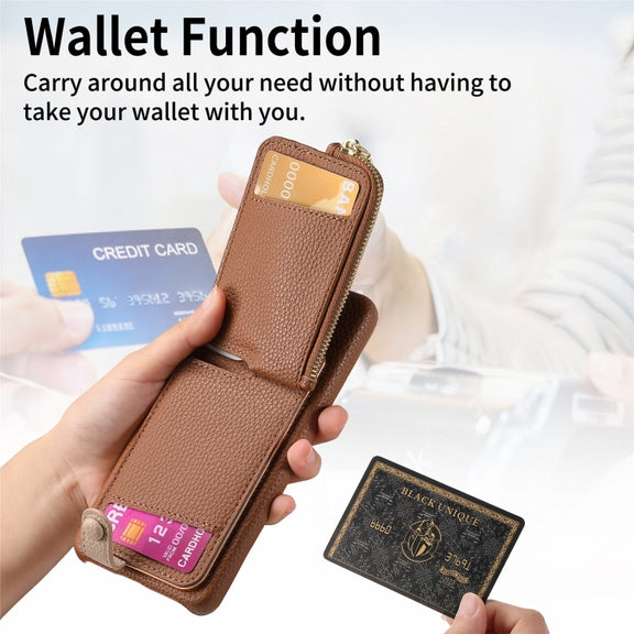 For Samsung Galaxy S24 5G Litchi Leather Oil Edge Ring Zipper Wallet Back Phone Case(Brown)