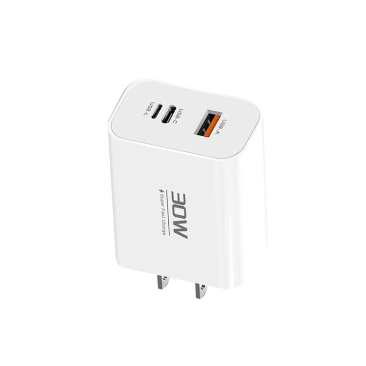 PD30W USB-C / Type-C + 8 Pin + USB Charger with Type-C to 8 Pin Date Cable(US Plug)