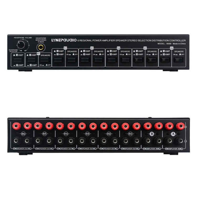 B06 82 In 6 Out Power Amplifier Speaker Selector 6 Region Stereo Speaker Switcher
