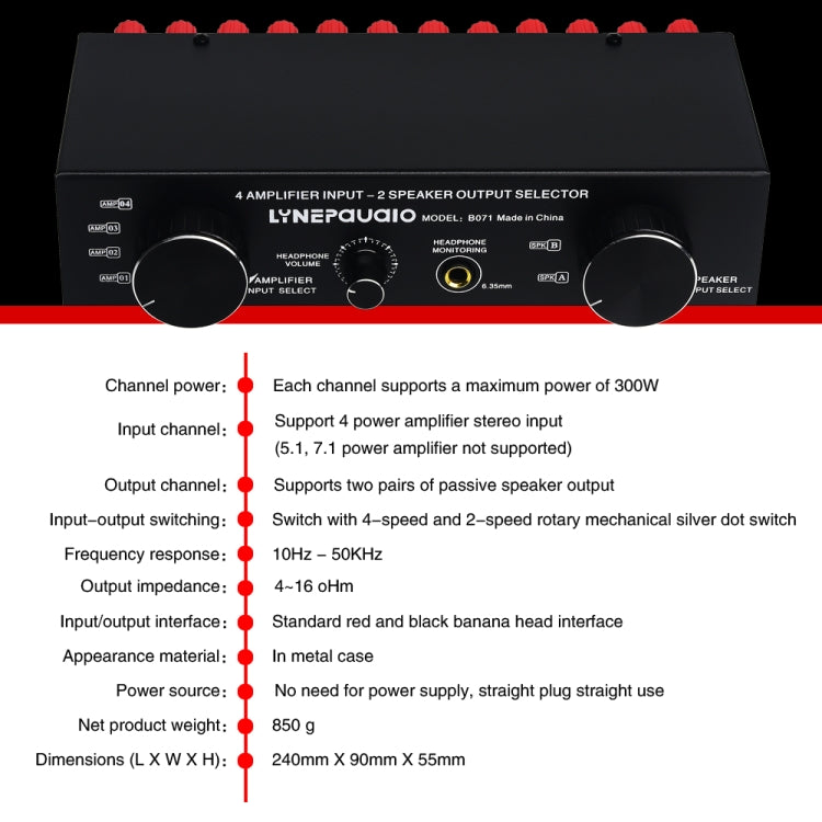 B071 4 Input 2 Output or 2 In 4 Out Power Amplifier Speaker Selector Switcher -  by PMC TechLife | Online Shopping South Africa | PMC TechLife | Buy Now Pay Later Mobicred
