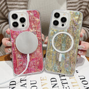 For iPhone 15 Plus Shell Texture Multicolor MagSafe TPU Phone Case(Sea Green)